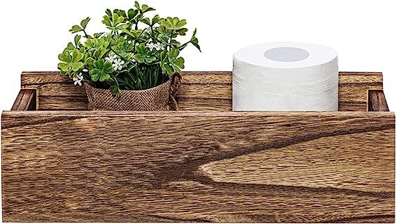 Bathroom Decor Box with 1 Side Sign, Farmhouse Wooden Bathroom Box, Wooden Rustic Toilet Paper Ho... | Amazon (US)