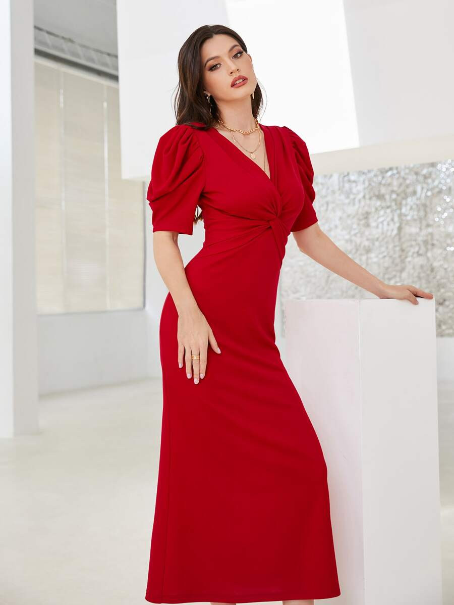 SHEIN Twist Front Puff Sleeve Dress
   
      SKU: sw2107153939338889
          (97 Reviews)  
  ... | SHEIN