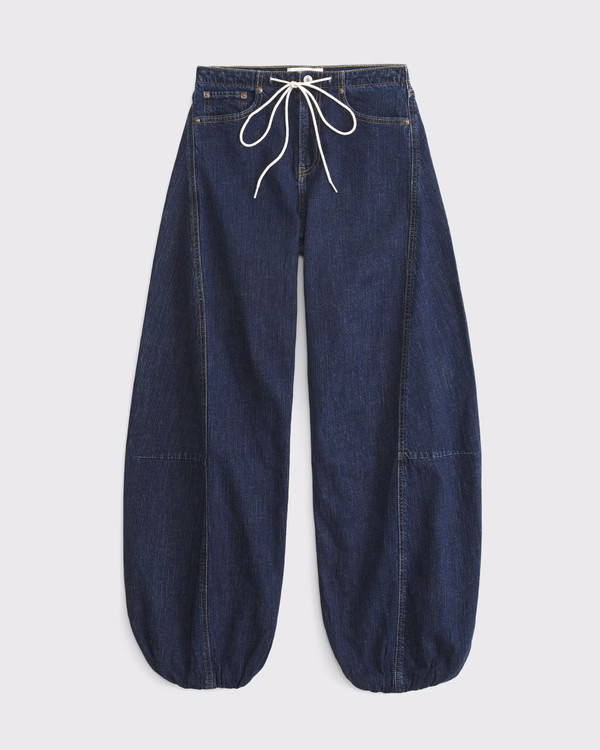Linen-Blend High Rise Balloon Jean | Abercrombie & Fitch (US)