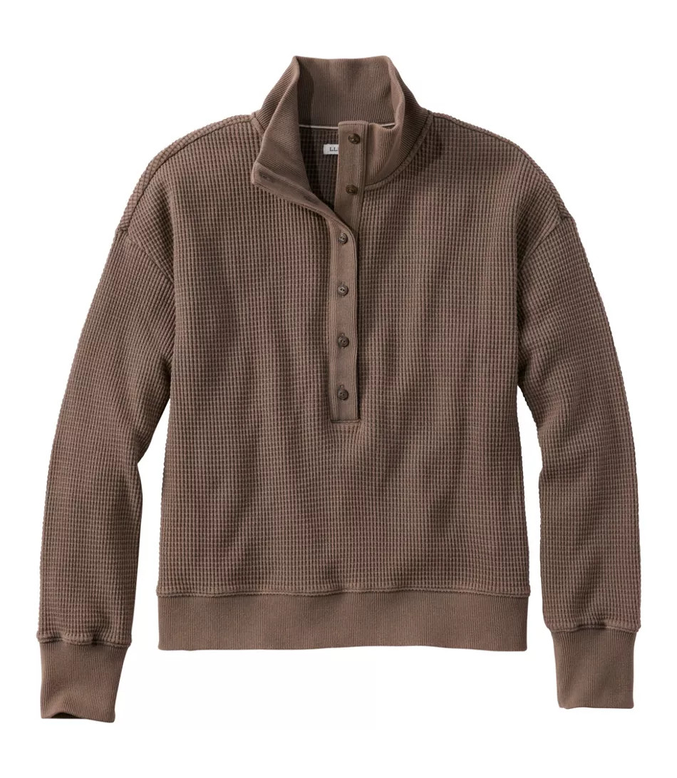 Women's Sunwashed Waffle Top, Mockneck Henley | L.L. Bean