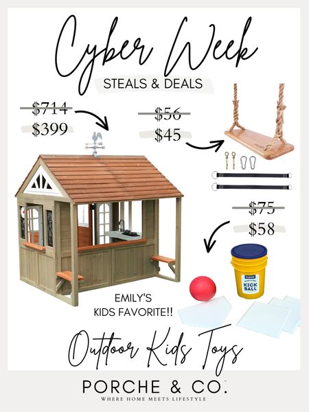 Cyber week Black Friday outdoor kids toy sales, playhouse and wooden trees swing 🙌🏻 #playhouse #swing #sale #blackfriday #outdoors

#LTKCyberweek #LTKkids #LTKGiftGuide