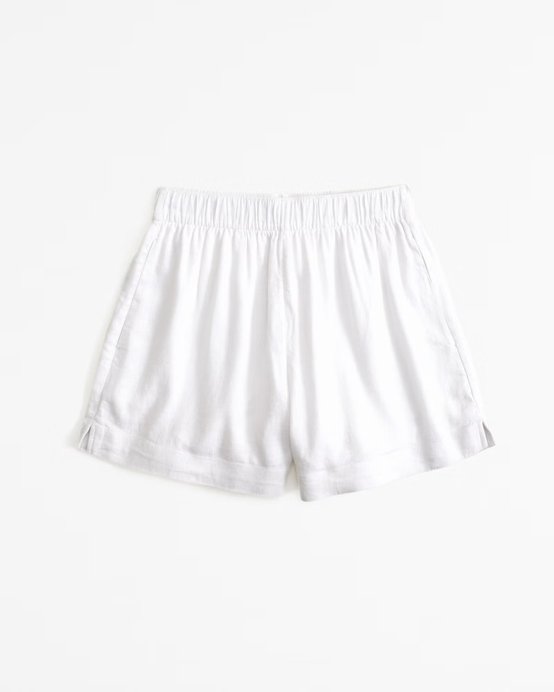 Abercrombie & Fitch Women's Linen-Blend Pull-On Short in White - Size XXL | Abercrombie & Fitch (US)