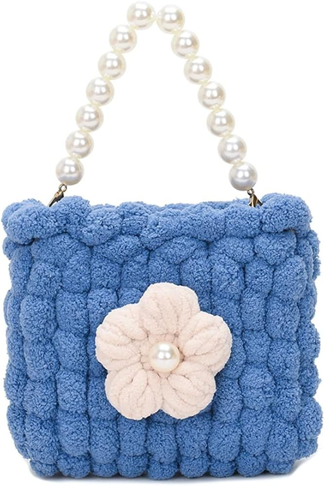 Women Flower Pearl Chain Handbag, Fashion Clutch Bag for Women Girl Ladies,Casual Hit Color Mini Bag | Amazon (US)