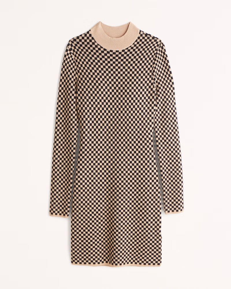 Women's Jacquard Long-Sleeve Mockneck Mini Sweater Dress | Women's Dresses & Jumpsuits | Abercrom... | Abercrombie & Fitch (US)