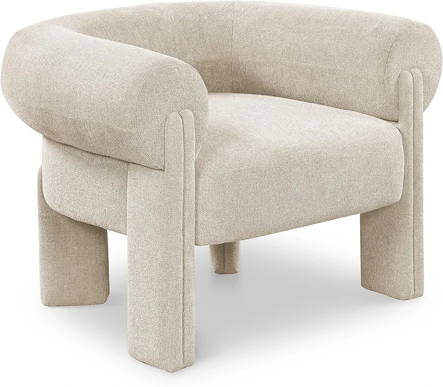 Meridian Furniture 482Beige Stefano Collection Art Deco - Silla decorativa tapizada con tela beig... | Amazon (US)