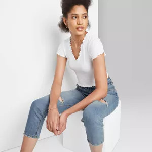 Women's Super-High Rise Distressed Mom Taper Jeans - Wild Fable™ Medium Wash | Target