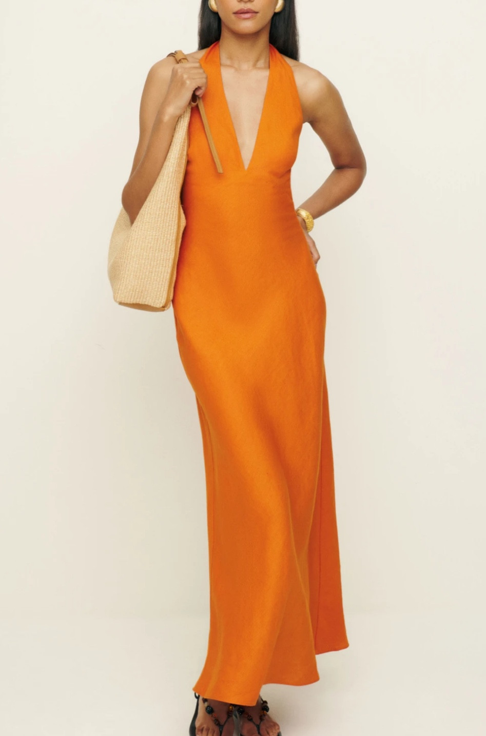 orange linen reformation dress Reformation Samara Linen Dress Size 2 by Reformation