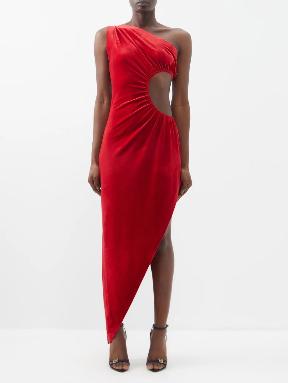Sunburst one-shoulder cutout velvet dress | Norma Kamali | Matches (US)