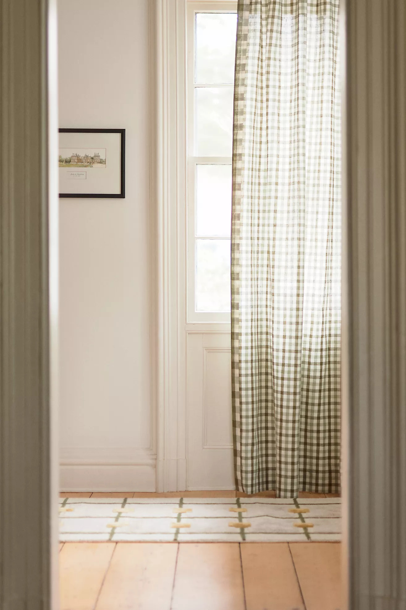 Cotton Linen Gingham Curtain | Anthropologie (US)