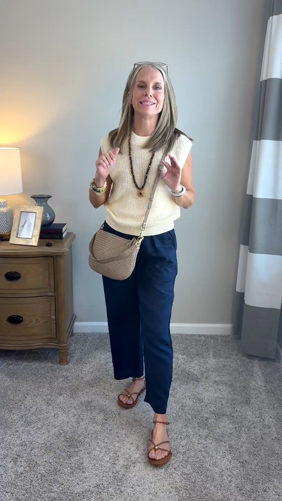 @quince linen and this new vets is a silky cotton. Wearing XS vest and small pants.

#LTKdayinmylife #LTKootd #LTKOver40