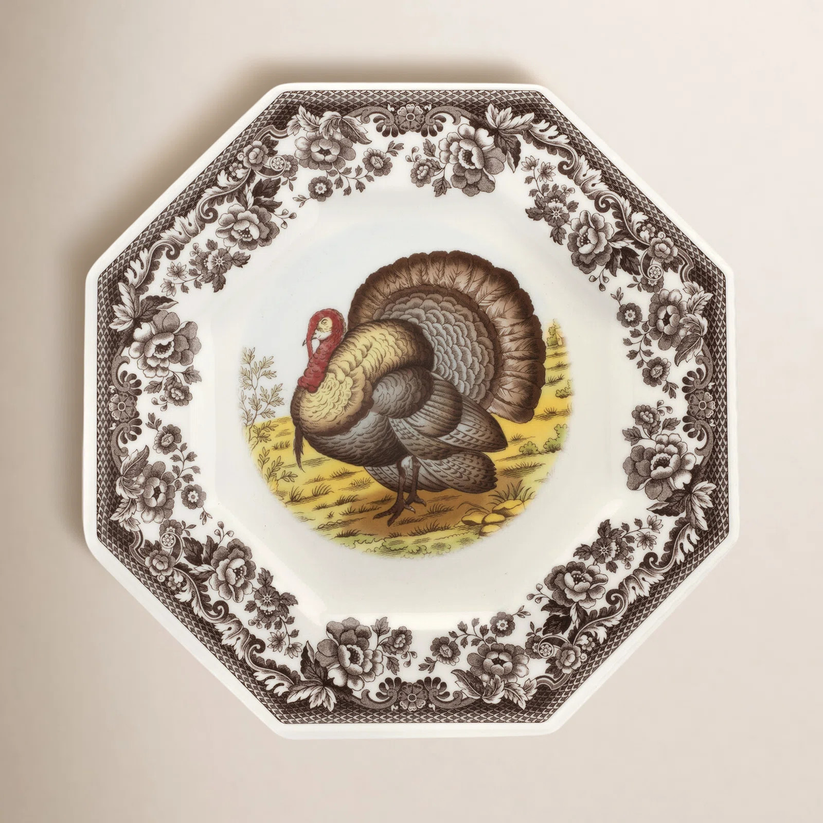 Spode Woodland Octagonal Turkey Plate | Birch Lane
