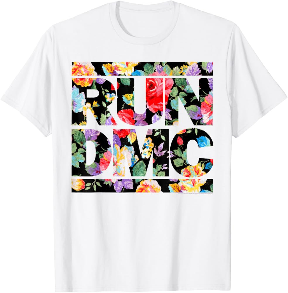Run DMC Official Floral Logo T-Shirt Small | Amazon (US)