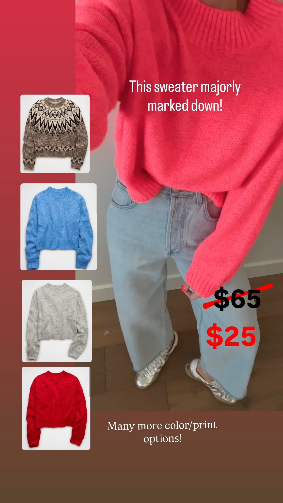Winter sweater marked 60% off! 
I sized up to a large. 
Jeans on sale too— sizes are selling fast. Be sure and size down⬇️

#LTKOver40 #LTKSaleAlert #LTKmomlife