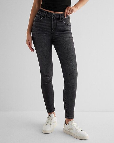 Mid Rise Washed Black Skinny Jeans | Express