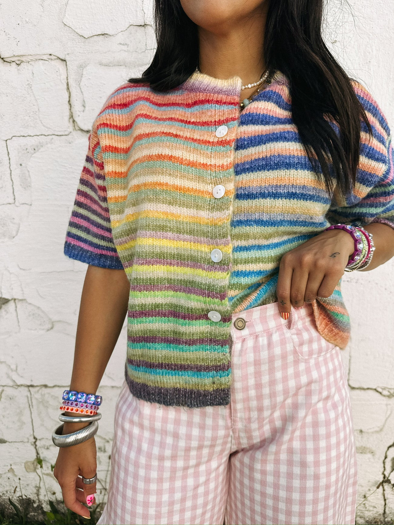 rainbowland short sleeve cardigan | Etta+East