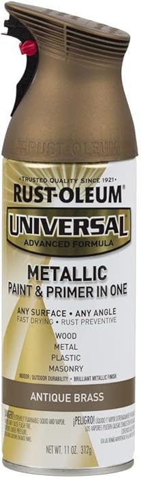 Rust-Oleum 260728 Universal All Surface Metallic Spray Paint, 11 oz, Antique Brass | Amazon (US)