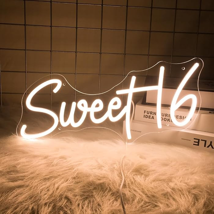 16.8 Inch Sweet 16 Neon Sign, USB Powered with Dimmer Switch 16th Birthday Party Sign, Sweet Sixt... | Amazon (US)