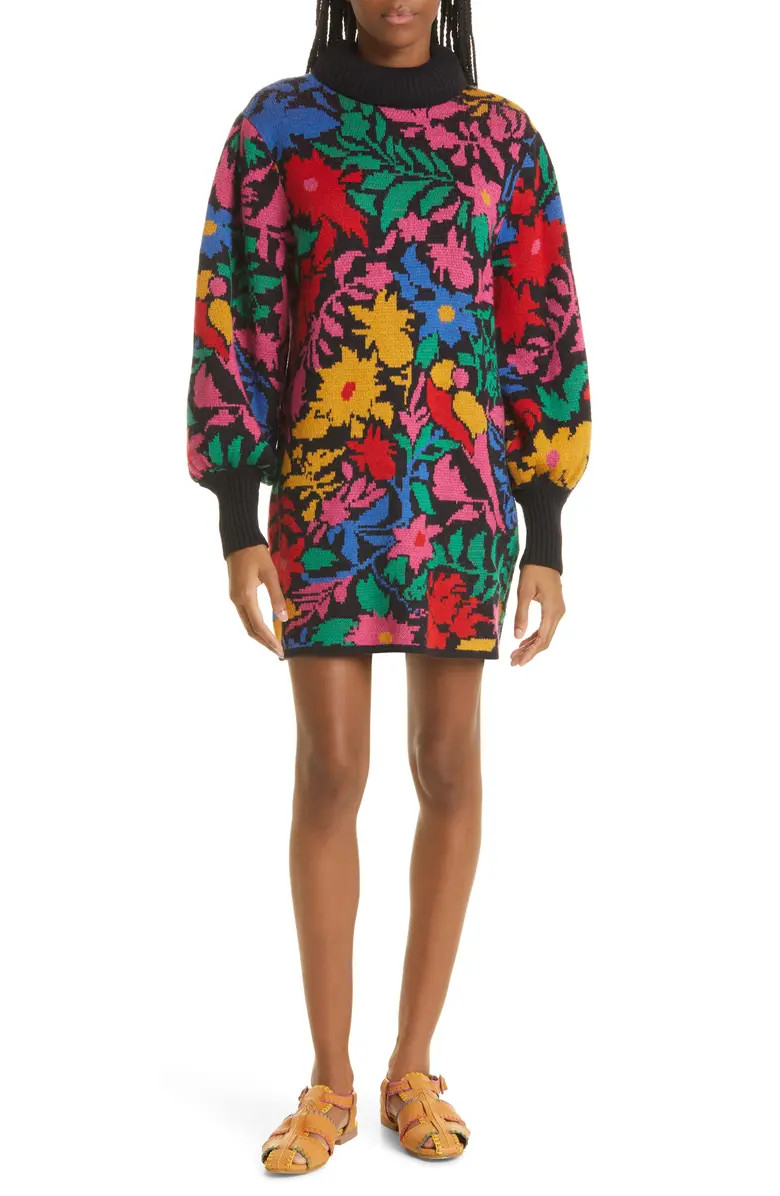 FARM Rio Tropical Garden Long Sleeve Sweater Dress | Nordstrom | Nordstrom