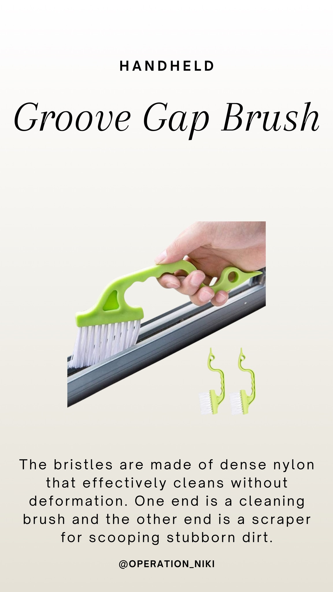 The bristles are made of dense nylon that effectively cleans without deformation. One end is a cleaning brush and the other end is a scraper for scooping stubborn dirt.

Follow for more @OPERATION_NIKI on IG, TikTok, & Facebook

spring cleaning, kitchen cleaning, cleaning products, trash can clean, cleaning the garbage can, antibacterial, cleaning tips, clean home, deep clean, cleaning hacks, sahm, clean with me, home organization, gloves, all-purpose cleaner, gloves

#LTKFindsUnder100 #LTKHome #LTKFindsUnder50