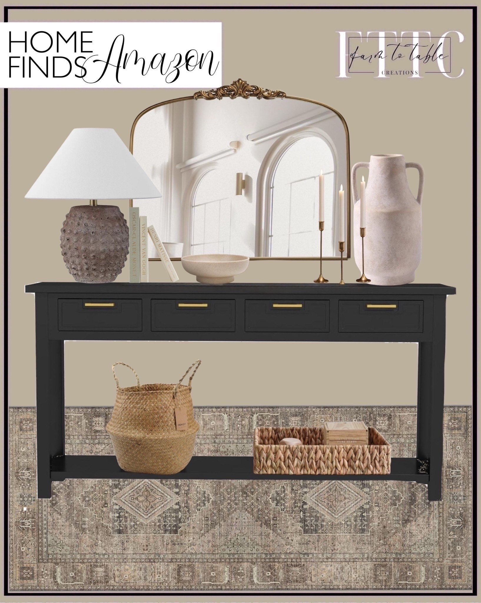Amazon Home Finds. Follow @farmtotablecreations on Instagram for more inspiration. 

Hobnail Lamp. Console Table with drawers. Vase with handles. Candlesticks. Decorative books. Decorative bowl. Area rug. Hallway runner. Seagrass basket. Storage baskets. Ornate mirror. 

Amazon Home. Amazon Deals. Neutral Living Room Finds. Summer Decor. Decorative Vases. Living Room Storage. Living Room Decor. Neutral Home Finds. Coffee Table Decor. Shelf decor. Bedroom Decor. Vintage Modern Decor. Summer Artwork. 



#LTKFindsUnder50 #LTKSaleAlert #LTKHome