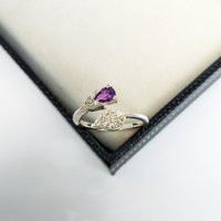 Natural Amethyst Engagement Leaf Ring, Nature Design, 925 Sterling Silver, Gift For Your Girl, Leave | Etsy (US)