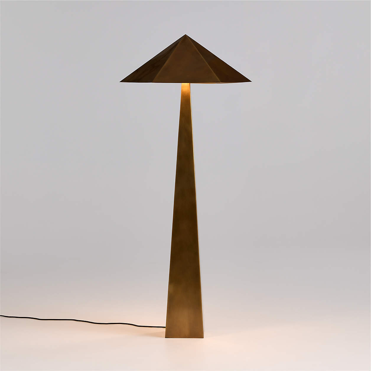 Obelisk Brass Floor Lamp with Brass Shade + Reviews | Crate & Barrel | Crate & Barrel