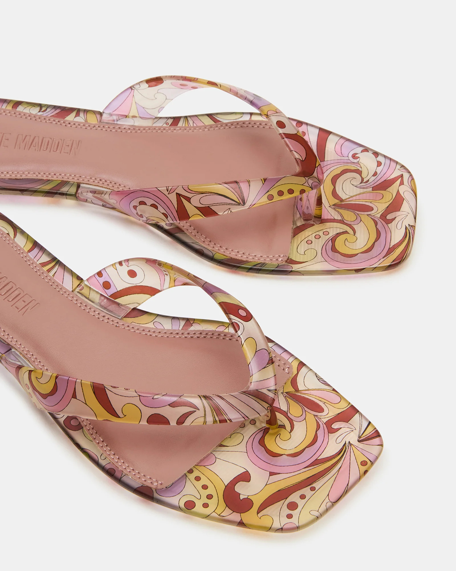 TRELLA Jelly Pink Print Square-Toe Thong Women's Sandal | Steve Madden (US)