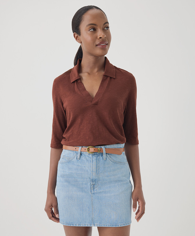 Women’s Featherweight Slub Polo made with Organic Cotton | Pact | Pact Apparel