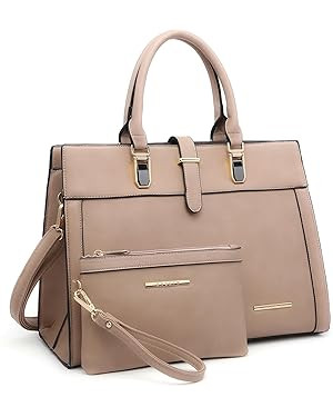 Women's Handbag Flap-over Belt Shoulder Bag Top Handle Tote Satchel Purse Work Bag w/Matching Wri... | Amazon (US)