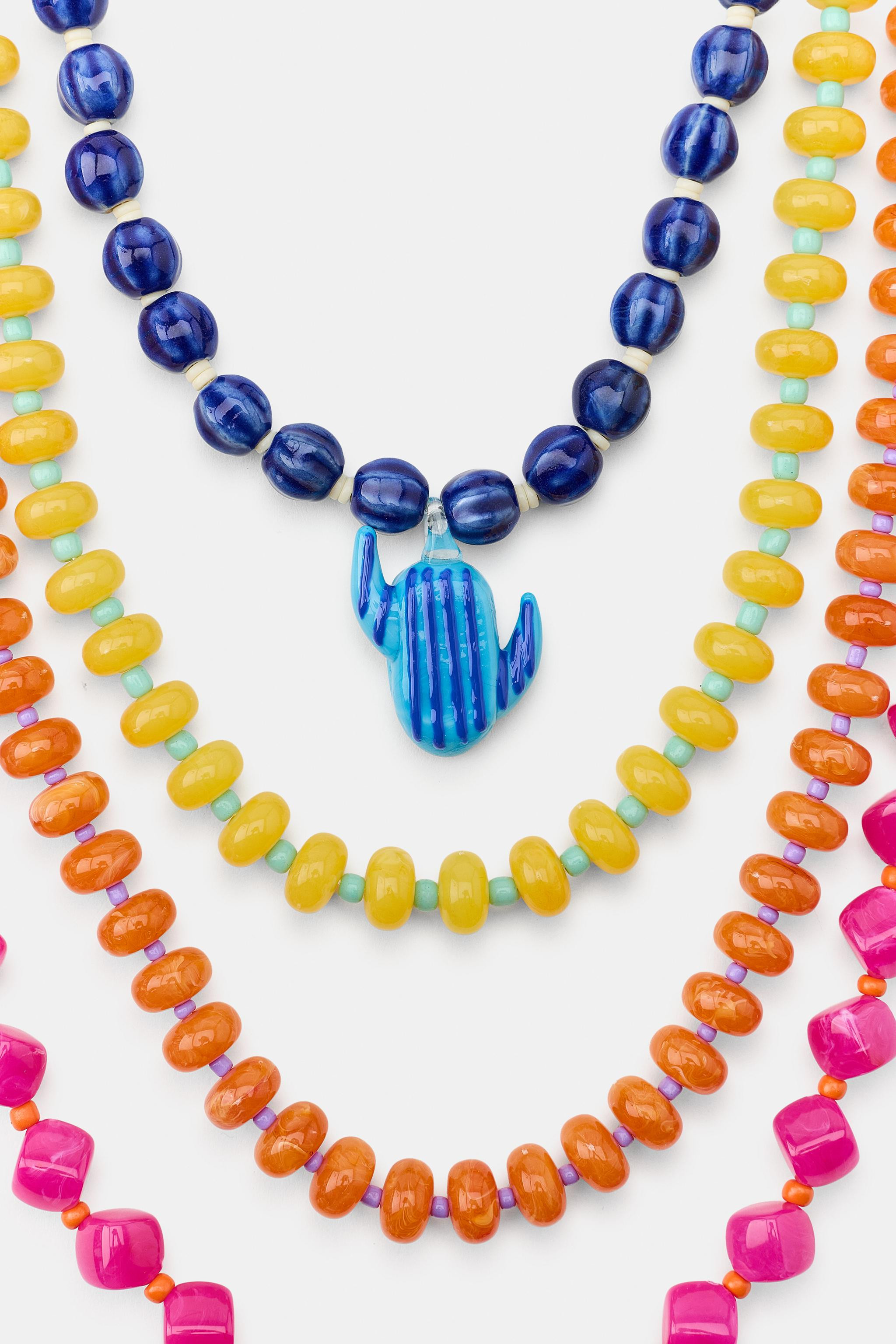 PACK OF 4 BEADED CACTUS NECKLACES | Zara US