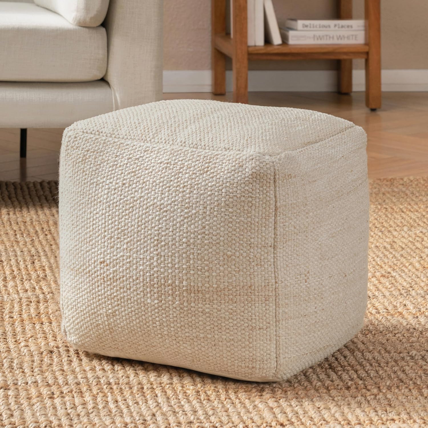 Anji Mountain 16" H x 16" W Handmade Pouf Ottoman for Living Room & Couch | Amazon (US)