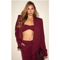 Burgundy Tailored Longline Blazer | PrettyLittleThing US