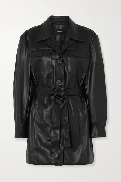 LOW CLASSIC - Belted Faux Leather Shirt - Black | NET-A-PORTER (US)