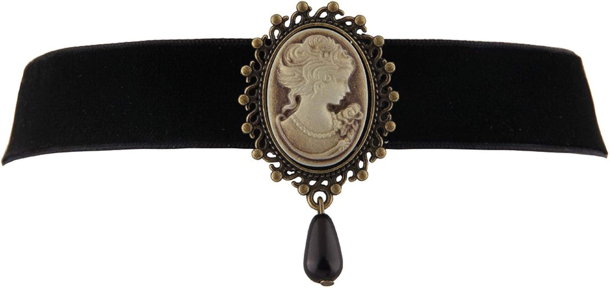 WUSUANED Fashion Retro Black Victorian Cameo Pearl Bead Velvet Choker Necklace | Amazon (US)