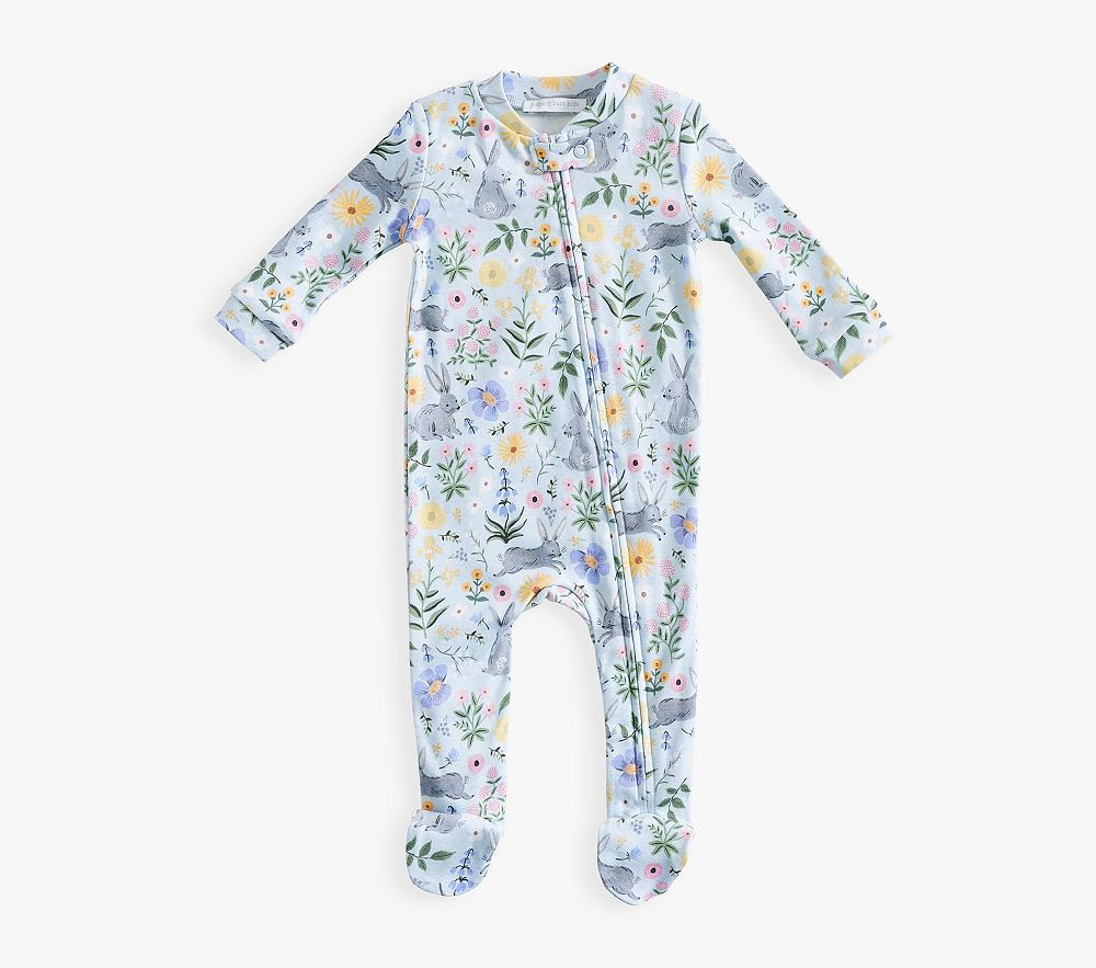 Rifle Paper Co. Organic Bunny Floral Baby Pajama , 6-9 Months , Blue Multi | Pottery Barn Kids