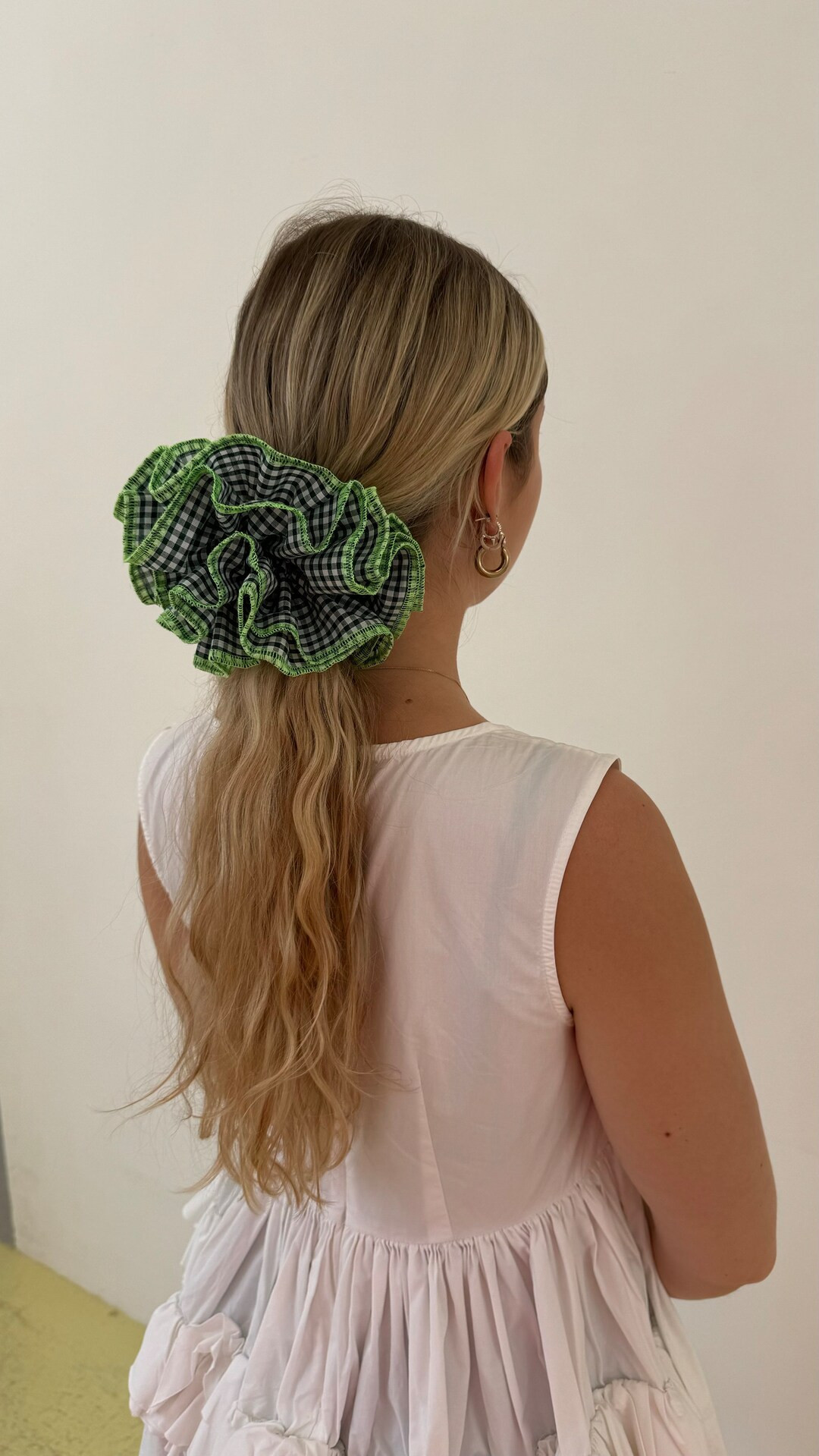 Gingham Scrunchie , Made From Cotton and Beautiful Neon Cotton Edge Finishing - Etsy | Etsy (US)