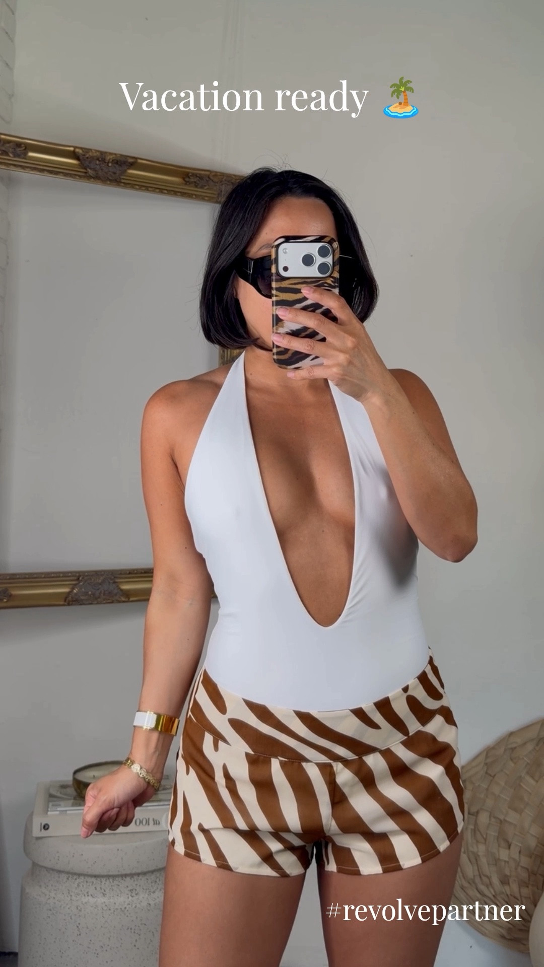 Thank you @Revolve Literally so good! Love this plunging v swimsuit and these zebra print shorts omg! Wearing size S in both! #revovlepartner #superdown

#LTKootd #LTKSeasonal #LTKSwim