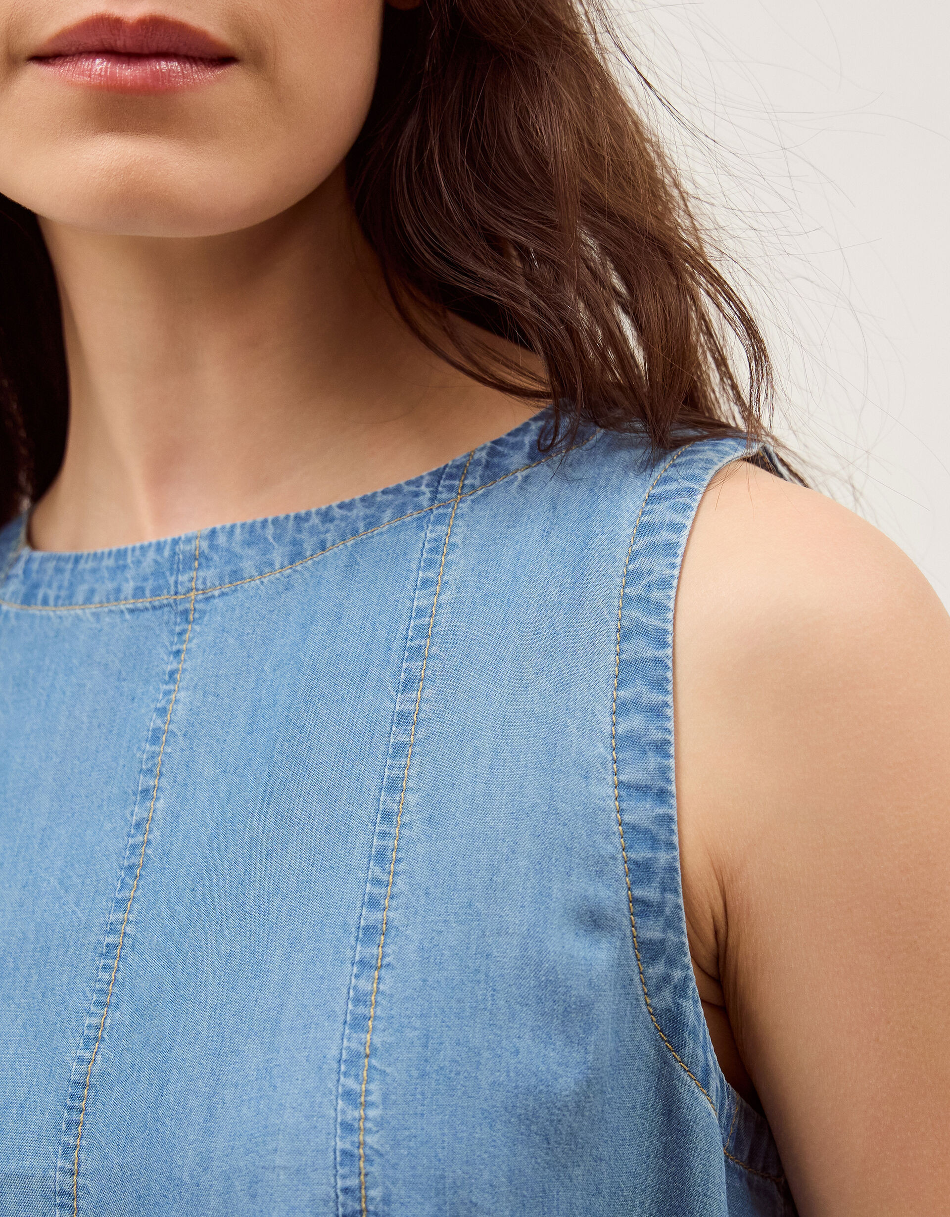 Daria Swing Chambray Tank Top Blue | Monsoon (UK)