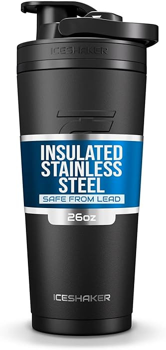 Ice Shaker Insulated Stainless Steel Shaker Bottle | 26oz, Black | Cold for 30+ Hours | Insulated... | Amazon (US)