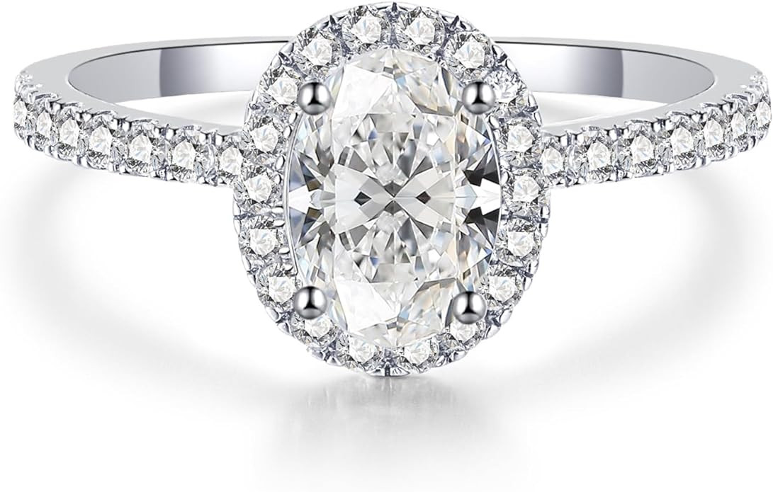 Oivley 2CT Pear Shaped Engagement Rings for Women Sterling Silver Rings with 18K White Gold Plate... | Amazon (US)