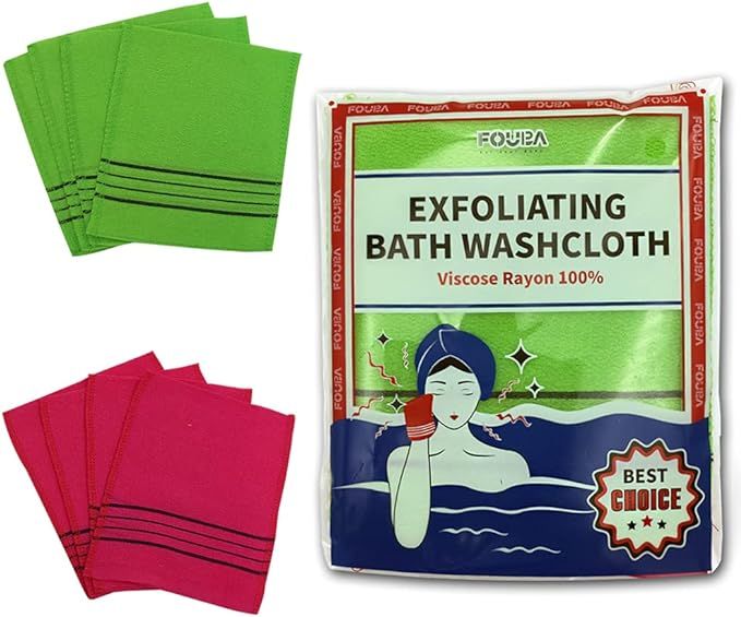 8 pcs Asian Exfoliating Bath Washcloth - Red - Green FOUBA | Amazon (US)