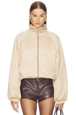 Lovers and Friends Cody Faux Suede Bomber in Rustic Tan from Revolve.com | Revolve Clothing (Global)