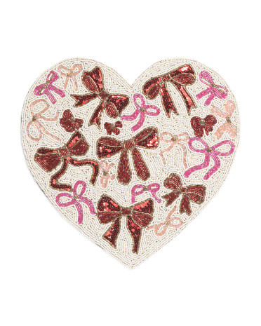 Multi Bow Beaded Heart Placemat | TJ Maxx