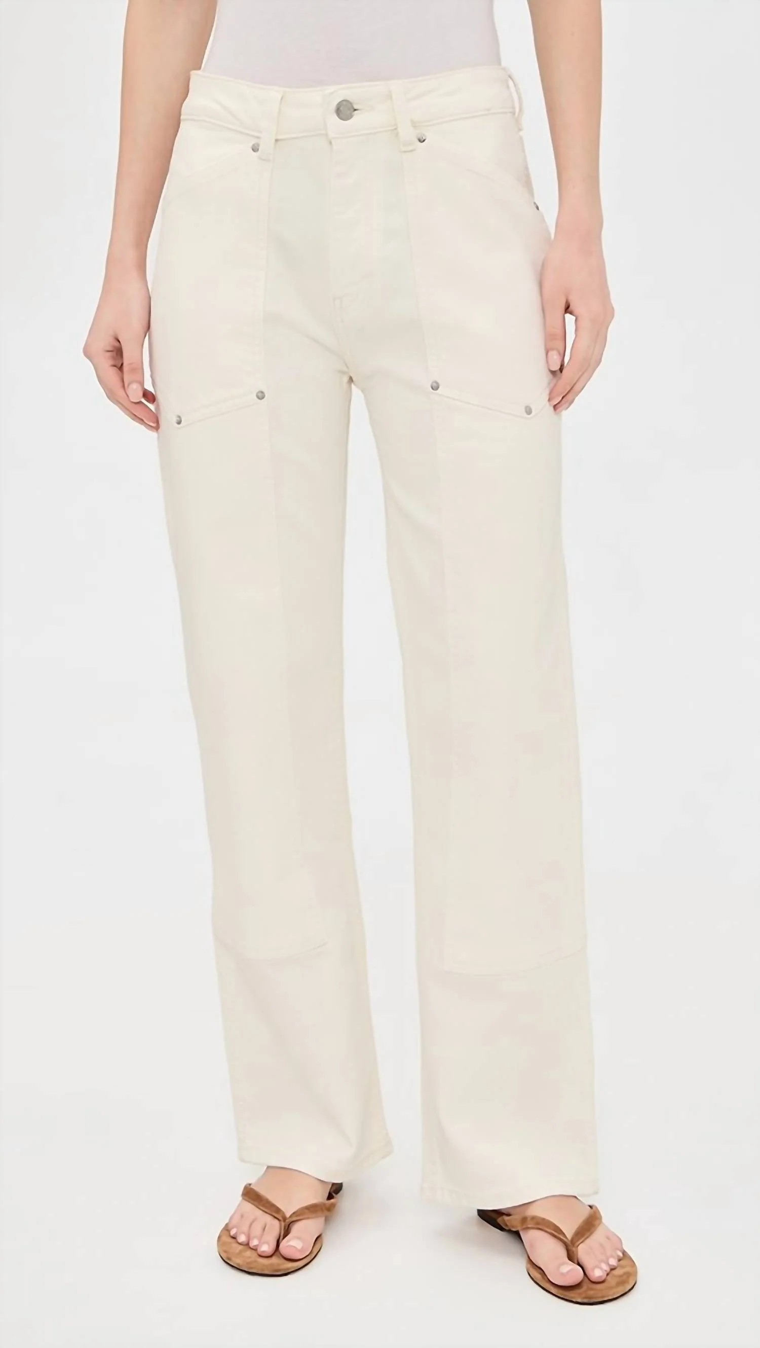 Sat ‘90S Straight Leg High Rise Utility Jeans In Ecru | Shop Simon