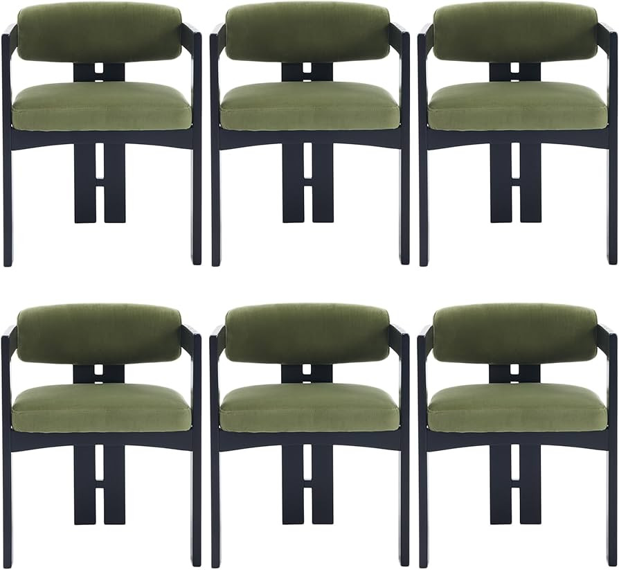 Farmhouse Dining Chairs Set of 6 Upholstered Kitchen Chair Solid Wood Side Chair, Modern Velvet B... | Amazon (US)