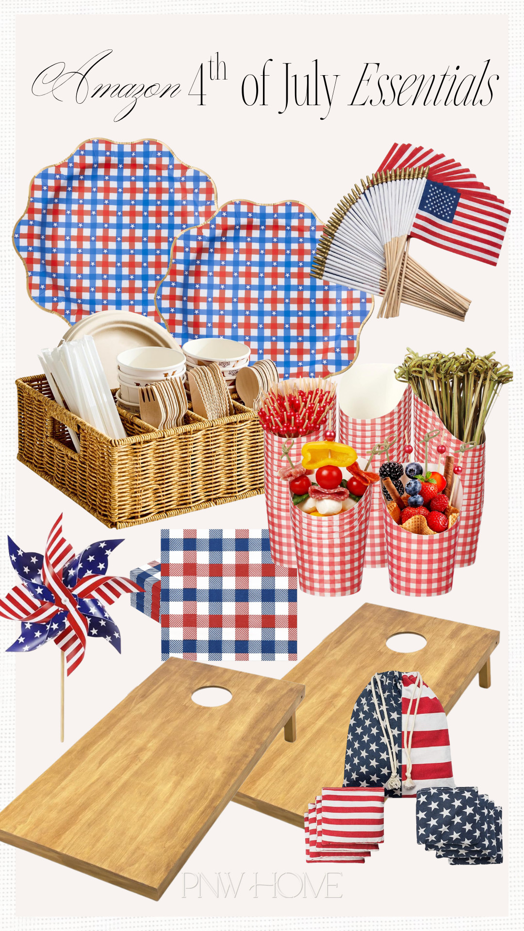 Must haves for 4th of July entertaining from Amazon! 

Independence Day, backyard barbecue, BBQ, red white and blue, American Flag toothpicks, gingham plates, gingham napkins, party essentials, cornhole set, patriotic decor, patriotic pinwheels, utensil caddy, outdoor entertaining, holiday party, 4th of July party 

 #LTKSeasonal #LTKHome