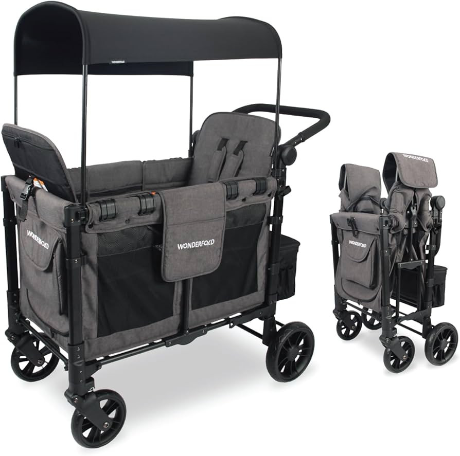 WONDERFOLD W2 Elite Double Stroller Wagon Featuring 2 High Seats with 5-Point Harnesses, Adjustab... | Amazon (US)