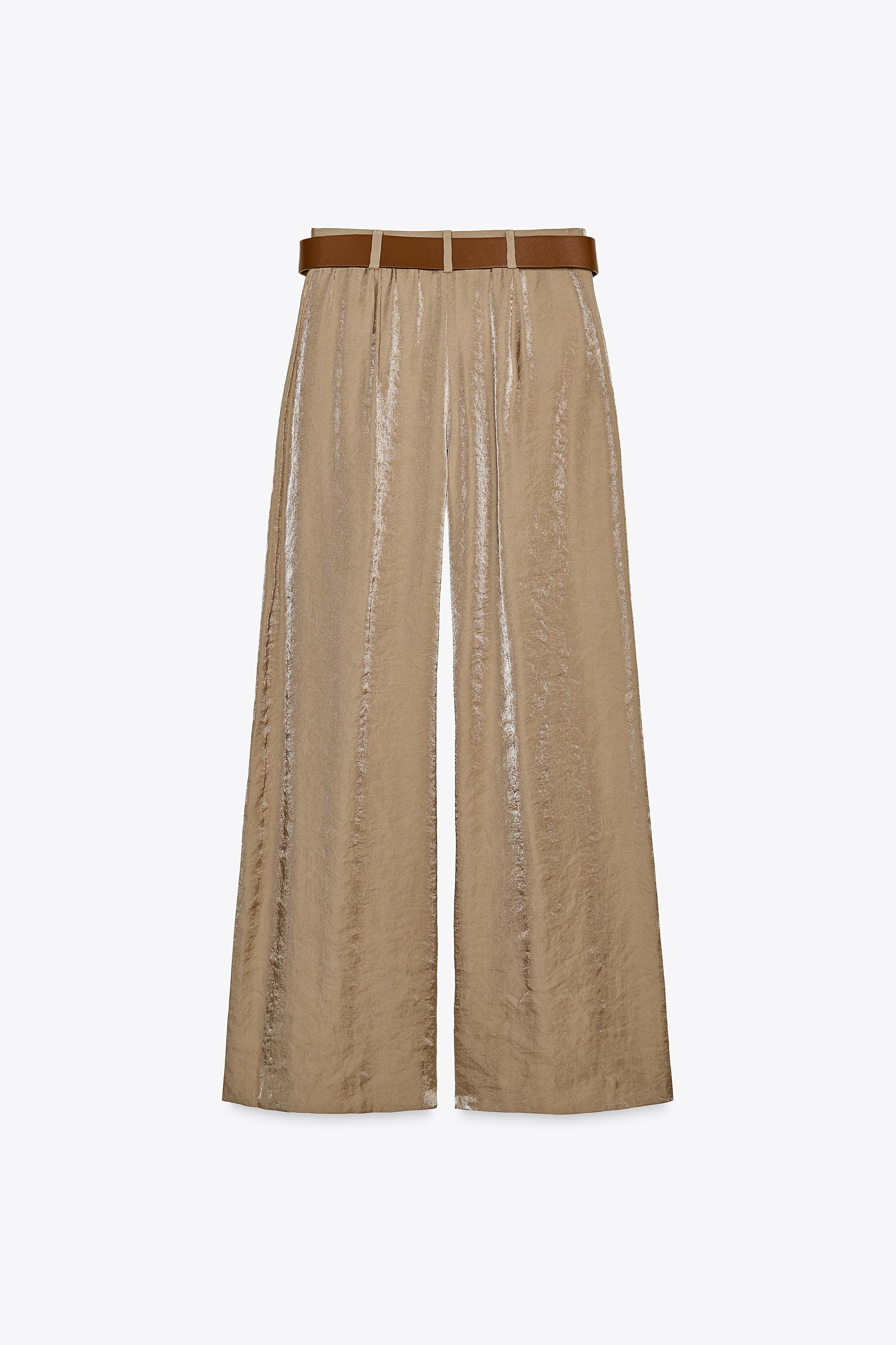 SATIN WIDE-LEG TROUSERS WITH BELT | Zara US