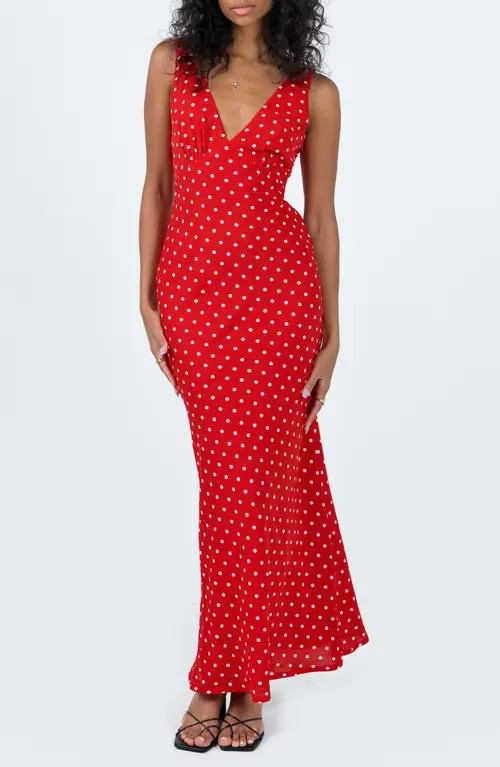 Princess Polly Nellie Polka Dot Maxi Dress in Red at Nordstrom, Size 10 | Nordstrom