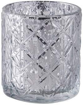 6 Silver 3" Metallic Geometric Design Mercury Glass Votive Candle Holders | Amazon (US)